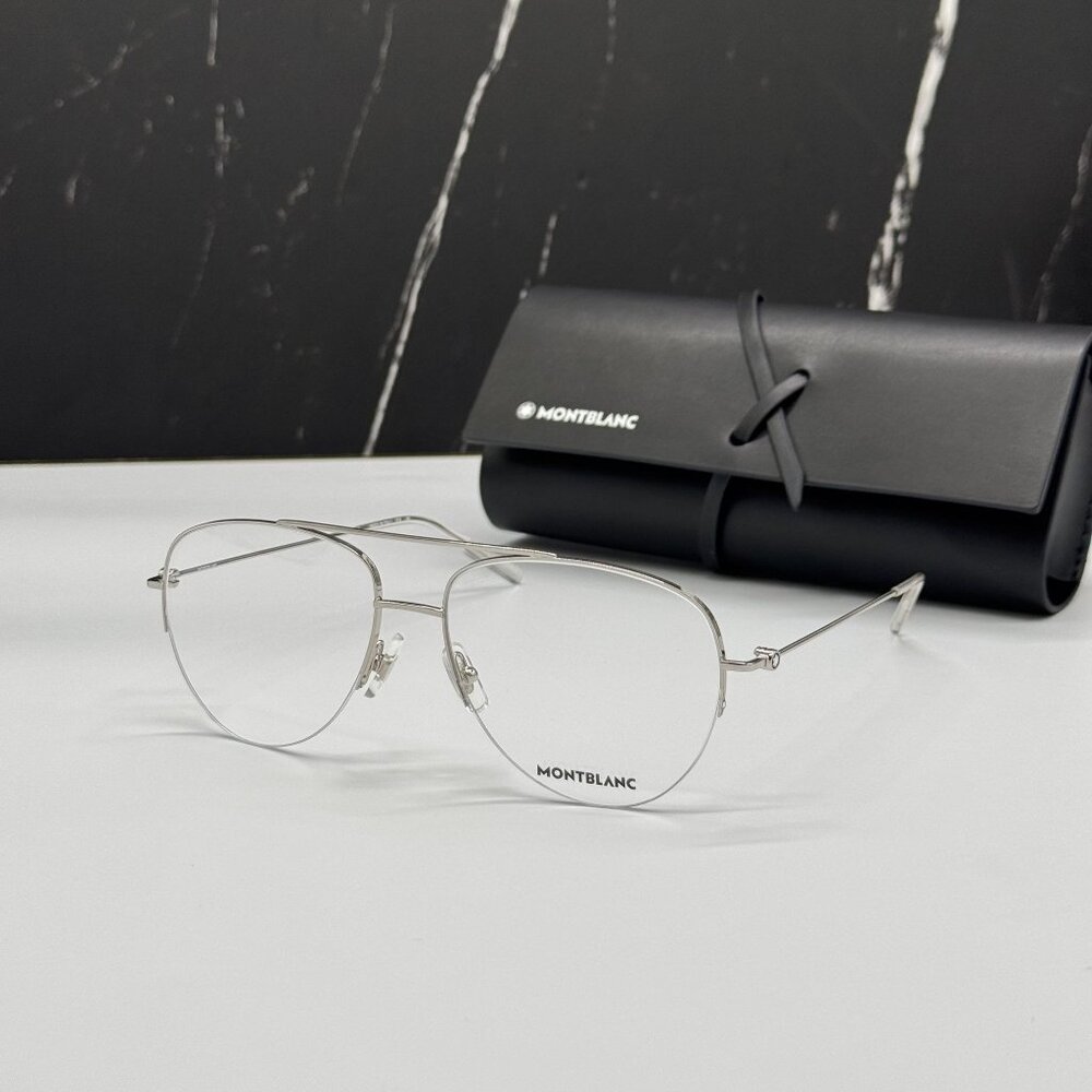 NEW MONTBLANC EYEGLASSES SILVER MEN EYEWEAR MONTBLANC MB0077O 003